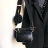 Omuz çantaları PU deri bayanlar 3 çanta seti cüzdan vintage timsah kadın lüks tasarımcı geniş kayış çapraz crossbody zincir sling