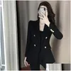 Feminino blazers blazer de terno blazer elegante para mulheres roupas 2024 Primavera outono coreano de mangas compridas com casacos magros lady tops pretos