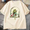 メンズフーディースウェットシャツかわいいカッテージコアTシャツ美学のカエルシュルームTシャツメンズ夏コットンショートスリーブTシャツメンズ衣類C24325でバンジョーを演奏