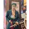 Anime Costumes Anime Roronoa Zoro Cosplay Costplay Uniform Green Plat Pasp Pants Głowa Szalik Roronoa Zoro Pergowe Kolki Halloween Men Ubrania 240411