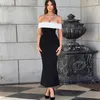 Casual Dresses Lygens White Black Off The Shoulder Sleeveless Elegant Evening Bodycon Long Summer Y2K Party Club Clothes