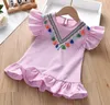 Été Nouvelle fille rayée Robes décontractées fille princesse courte