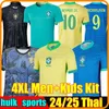 4XL 2024ブラジルサッカージャージ2025 CAMISETA DE FUTBOL PELE PAQQUETA RODRYGO ENDRICK RAPHINHA RICHARLISON SHIRT CASEMIRO BRAZILS MEN KID KIT