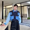 Мужские повседневные рубашки Luzhen Spring Styly Patchwork Denim Design с длинными рубашками