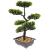 Decorative Flowers Artificial Bonsai Pine Tree Faux Potted Plant Desk Display Fake Pot Ornaments