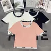 女性用Tシャツデザイナー24SSサマーニューラウンドネックカラーブロックデザイン