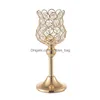 Candle Holders Candelabras Gold Crystal For Wedding Centerpieces Fireplace Home Table Decorative Candlestick Drop Delivery Garden Dhws5