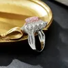 Cluster Rings 925 Silver Teardrop Pear Shape Radiant Cut Fancy Light Pink Diamond Ring For Women Fine Jewelry