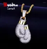 Chains Bling Boxing Gloves Pendant Necklace Charm Rope Chain Gold Color Iced Cubic Zircon Men039s Hip Hop Jewelry13918969