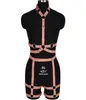 Belts Goth Pink Leather Harness Ring Bondage Waist Dance Rave Full Body Garter Belt Sexy Cage Bra Lingerie Suspender Shapewear3123862