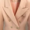 Women's Jackets Jacket Fashionable Metal Lion Head Buckle Double Breasted Slim Fit Suit Nude Powder