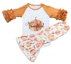 Abiti per bambini Ringraziamento in pizzo a maniche lunghe set a due pezzi set all'ingrosso Autunno inverno ragazze stampati di zucca abito per le vacanze