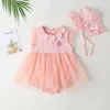 Baby Rompers Ubrania dziecięce niemowlęta kombinezon Summer cienkie nowonarodzone ubranie z kapeluszem różowy żółty trójkąt trójkąt wspinaczka r61e#