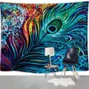 Tapisseries 3D Colorful Peacock Feather Tapestry Bohemian Art Print Wall Hanging Room Decor 95x73cm /150x100cm /150x130cm