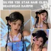 4/50pcs女の子のためのシルバースターヘアクリップy2kフィリグリースターメタルスナップクリップヘアピンバレットヘアジュエリーニックルフリーボビーピン