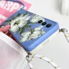 Fleurs sauvages Crossbody Lodyard Silicone Téléphone pour Samsung Galaxy S23 S22 S21 S10 S9 S8 Plus Note 20 Ultra 10 Plus couverture