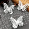 20pcs/lot White Organza Double Layer Butterfly Patches Embroidery Trim Decal For DIY Handmade Hairpin Decorate Accessories