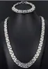 Nuovo stile Set di ebrei set 8mm argento tono piatto a catena bizantina braccialetta 316L Bling in acciaio inossidabile per maschi di moda Xmas GI1970432