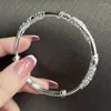 Bangle Engraved Floral For Women Fashion Silver Color Flower Charm Open Hand Jewelry Friendship Gift