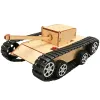 DIY Wooden 3D Puzzle Puzzle Tank Modelo Science Kit Assembléia Toys RC Física de tanques Projeto de escola eletrônica Experiência científica Toys