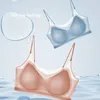 BRAS Ultra-cienki szwu wyściełany dla kobiet z jedwabiu lodowego bielizny Mała bezprzewodowa kamizelka klatki piersiowej Push Up Bra Tubs Tops Sleep Intimates