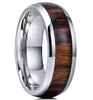 Mode Nature 8mm Wood Inlay Tungsten Wedding Ring For Men High Polished Men rostfritt stål Förlovningsring Män bröllop Band5633234