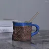 Tassen Japanische Keramik Vintage Kaffeetasse 280 ml Tasse mit Löffel für Küchenbar Esshaus Büro Nachmittag Tee Tassen Getränke Geschirr