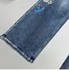 Jeans pour femmes pantalons de bootcut en denim 2024 Automne haute taille mince élastique skinny broderie en strass jean