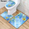 Mattes de bain Terreau Europe Toilet Toilet Printic Imprimez de salle de bain Mat de bain Set U Forme Carpets Floor Decor Lid Cover