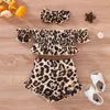 Kläduppsättningar födda flickor shorts kläder kostym leopard tryckt kort ärm t-shirt elastisk bow-knot pannband kidkläder set