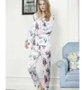 Abbigliamento per la casa Fashion Autunno Silk da notte da notte pantaloni a maniche lunghe 2 pezzi Set da pigiama indossare da donna