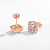 Stud Earrings TONGZHE 925 Sterling Silver For Women Square Small Zircon Rose Gold Fashion Jewelry