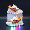 Sneakers LED childrens coach cartoon boy casual sports shoes boy sports shoes girl mesh breathable shoes baby lighting shoes tennis shoes Q240413