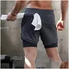 Herren Shorts Herren Tarnung Tarnungslauf 2-in-1 Doppelschicht Schnell trockener Fitnessstudio Sport Fitness Jogging Training Drop Lieferbekleidung Kleidung Dhocr