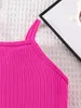 Kleidungssets Sommer 2-teiliger Mädchen Mode lässig Feste Farben Hosenträger Hosen bequem atmungsaktive süße Outdoor-Set