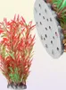 Decoraties kunstmatige plastic lang waterplanten en keramische basis versieren het aquarium 1pc realistisch9537539