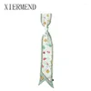 Scarves 2024 Summer 140 9 Fruit And Flamingos Long Scarf Silk Female Wrist Tie Hair Ribbon Bag Belt For Women