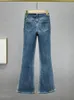 Frauen Jeans hohe Taille Schlankes Wash Waschanschläge Full Diamonds Strass gebleicht Long Denim Flare Hosen 2024 Herbst Fashion 29L3921