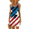 Casual Dresses 2024 Independence Day Summer Beach Dress for Women USA Flag Tryckt ärmlös Loose Seaside Vacation Mini