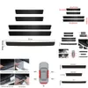 New 4pcs/5pcs Set Carbon Fibre Threshold Protection Universal Anti-scratch and Anti-collision Door Decorative Strip Sticker