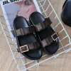 ROMA Slippers Room Shoes Slide Vintage man Genuine Leather sandale Casual Sandals Luxury Designer Slipper women sandal Summer outdoors Beach loafer flat slides