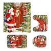 Shower Curtains Christmas Cute Santa Claus Carries His Presents Funny Curtain Sets With Rugs