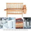 Kitchen Storage Drain Rack Dish Drying Shelf Draining Bracket Folding Organizer Supplies Tool Drainer Wooden Collapsible