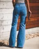 Jeans femminile da donna ad alta vita stivale elastico taglio a tutta lunghezza streetwear streetwear bandage denim femme