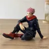 Figuras de brinquedo de ação Novo 8cm anime jujutsu kaisen figura itadori yuji gojo satoru sentado macarrão stopper modelo pvc colecionável brinquedo boneca estática