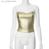 Tanks pour femmes Camis GTPDPLLT Y2K Strtwear Metallic Tube Top Top sans bretelles or Silver Black Vintage Sexy Crops Tops Femmes Clubbing Tenues 1 T240415