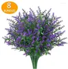 Fleurs décoratives 8 paquets de lavande artificielle bouquets floraux en plastique floral faux pour les fournitures de décoration de fête de mariage en plein air intérieure