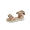 Flickor prinsessan sandaler sommar baby glittrande strass bågskor mode icke-halk platta barnsandaler stövlar g05283 240411