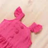 Kledingsets Toddler Girls 2pcs Outfits Vliegende huls knop Tops en witte vlinderbroeken Zomerkleding