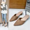 Slippers Summer Women Black Slides Mules Элегантные медные каблуки закрытые туфли для вечеринок в ногу шлепанцы указаны